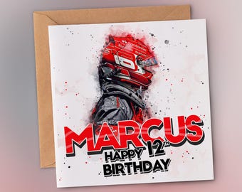 Personalized Charles Leclerc Birthday Card - Ferrari F1 Design