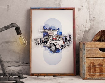 DeLorean Art Print, Back to the Future Poster, Home Decor