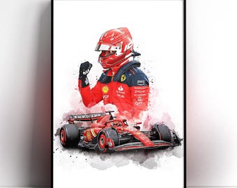 F1 モナコグランプリ フェラーリ 額装ポスター 1995 壁掛け マルボロ シャルル・ルクレール ポスター | モナコ優勝プリント | Ref #483