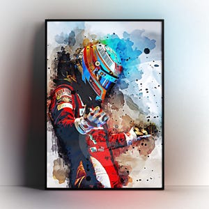 Fernando Alonso Poster Scuderia Ferrari Wandkunst Geburtstagsgeschenk für F1 Fans Racing Decor