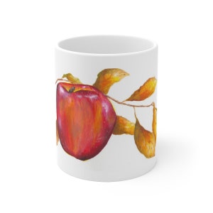 Autumn Apple with Golden Foliage Ceramic Mug 11oz