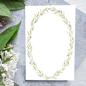 Biglietti d'invito ad acquerello di oliva francese per matrimoni, annunci di nascita o feste - 10 pezzi con buste con buste