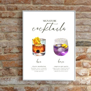 Classic Signature Cocktail Sign Template (printable) - Wedding Bar Menu ...