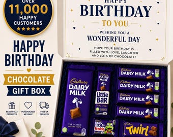Gepersonaliseerde Cadbury-chocoladegeschenkdoos | Verjaardagscadeau voor vader, moeder, zus, broer, zoon, dochter | Gratis verzending in het VK