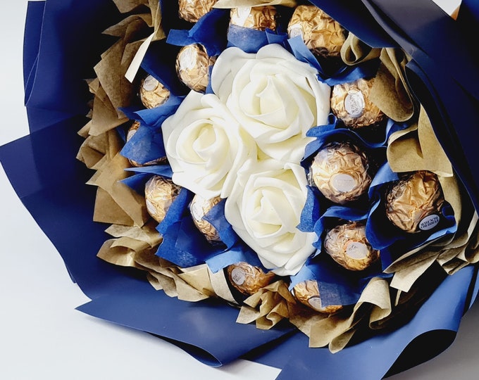 Ferrero Rocher Chocolate Bouquet, Artificial Flowers, Fathers Day Gift