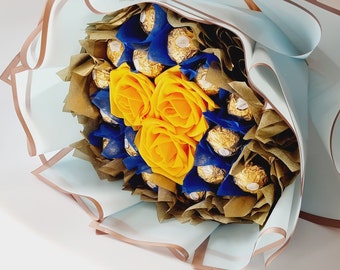 Ferrero Rocher Schokoladenstrauß, Geburtstagsgeschenk mit Blumen