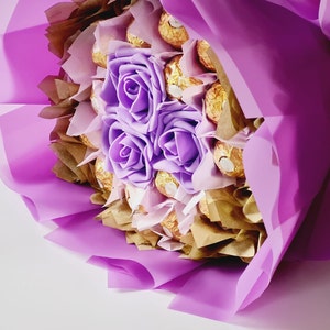 Ramo de chocolate Ferrero Rocher, flores artificiales, regalo imagen 8