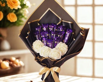 Ramo de chocolates Cadbury Dairy Milk – Cesta de regalo de lujo con rosas