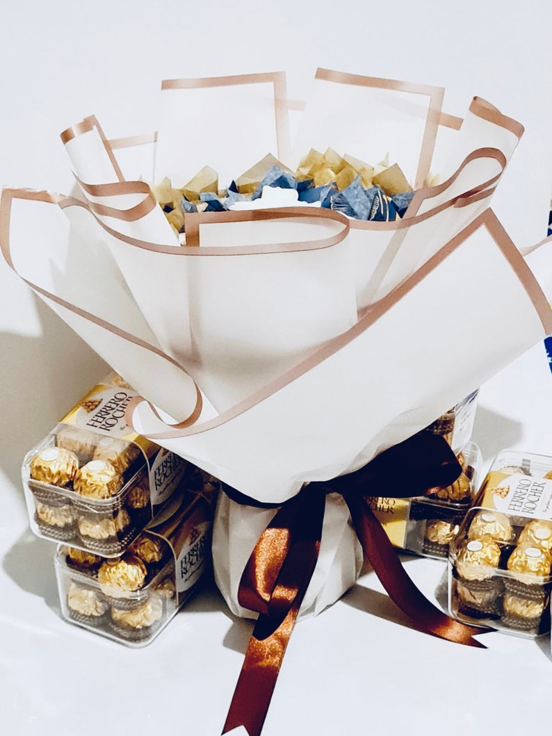 Ramo de Chocolate Ferrero y Lindt, Regalo de Cumpleaños para ella, Ramadán, Eid, Felicitaciones, Aniversario, Regalo de Agradecimiento, Chocolates de Pascua imagen 5