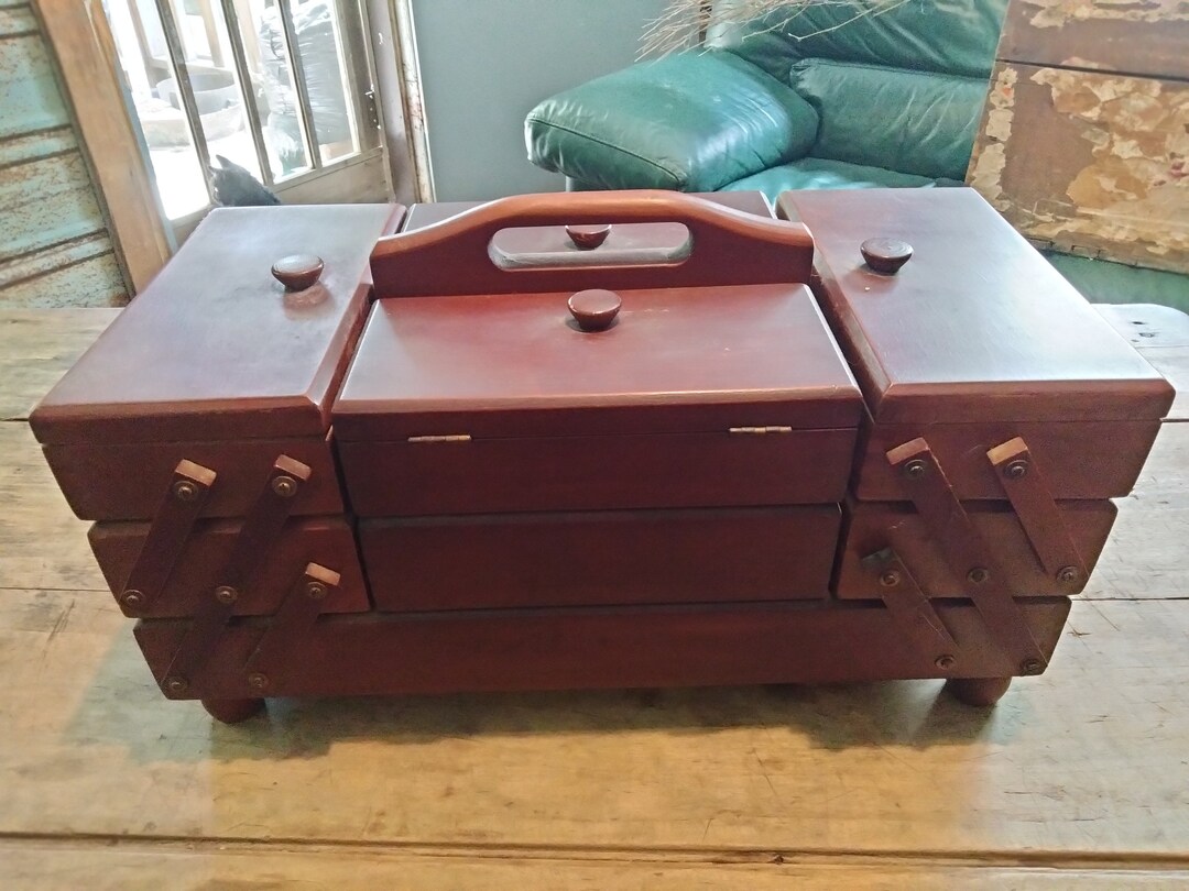 Vintage Accordion Sewing Box Full of Notions Etsy