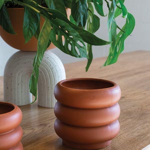 Stacked Terracotta Pot: 5” Succulent Planter with Earthy Clay Finish