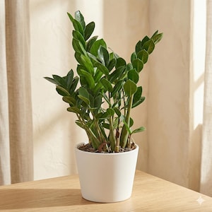 May include: A set of three ceramic mugs with a speckled, cream-colored glaze. Each mug features a different hand-painted design: a blue and green leaf, a yellow flower, and a red berry. The mugs have a simple, rounded shape.