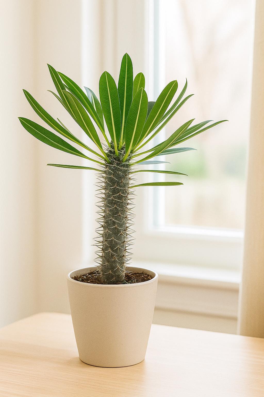 Palmier de Madagascar – Pachypodium Lamerei | Succulente épaisse à tige gonflée | Plante d'intérieur tropicale épineuse | Idéal pour les collectionneurs de plantes