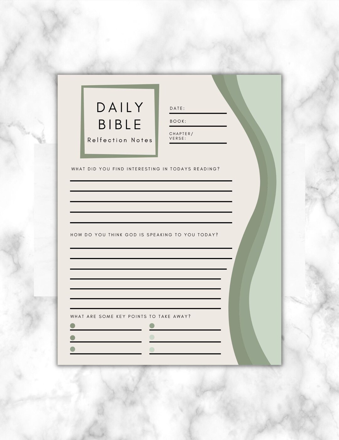 Bible Reflection Note Sheet - Etsy