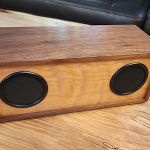 Handmade Wooden Bluetooth Speaker – Black Walnut & Cherry, Minimalist Design, Rechargeable