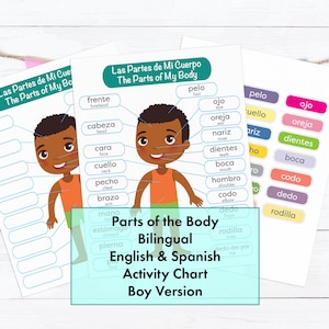 Spanisch lernen | Körperteile Lernaktivität | Zweisprachig Spanisch Englisch | Junge Version | Lernen Homeschool Bildung