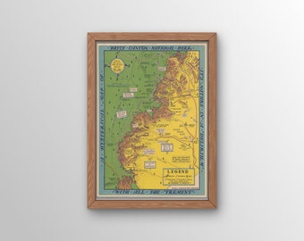 Vintage Geographic Bryce Canyon Springs Map | Vintage Maps | Vintage Maps Wall Art | Gift for travel lovers | National Geographic