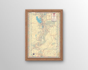 Vintage Geographic Utah Map | Vintage Maps | 1900 Vintage International Maps Wall Art | Antique Gift for travel lovers | National Geographic