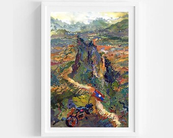 Nam Xay Mountain in Laos Watercolor Print, Van Vieng Landscape Art, Asian Travel Print by Tanbelia