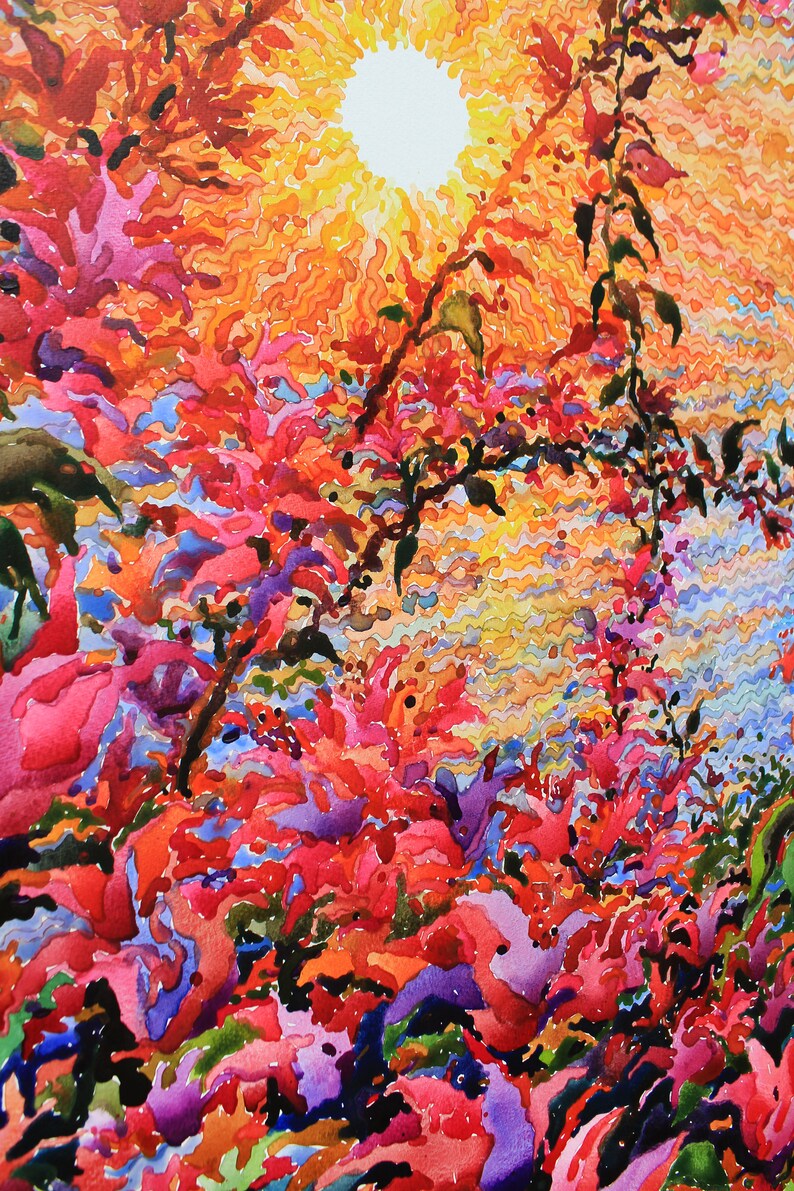 Bougainvillea Watercolor Painting Uluwatu Temple Original Etsy