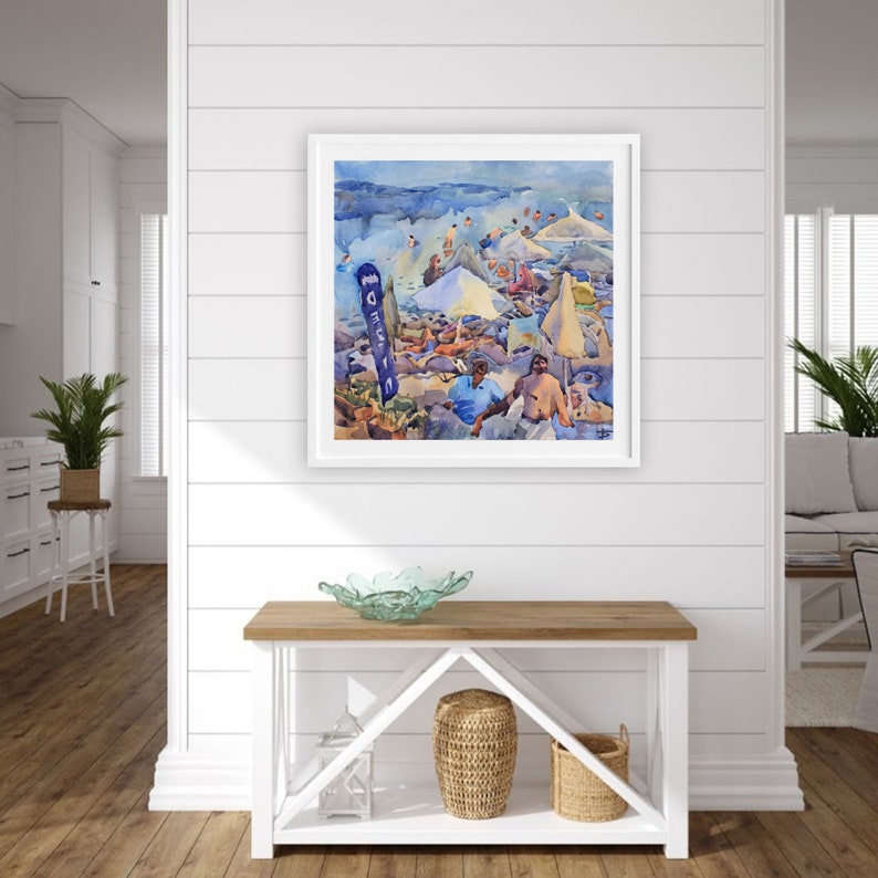 Hawaiian Beach Watercolor Painting Kauai Landscape Hanalei Etsy