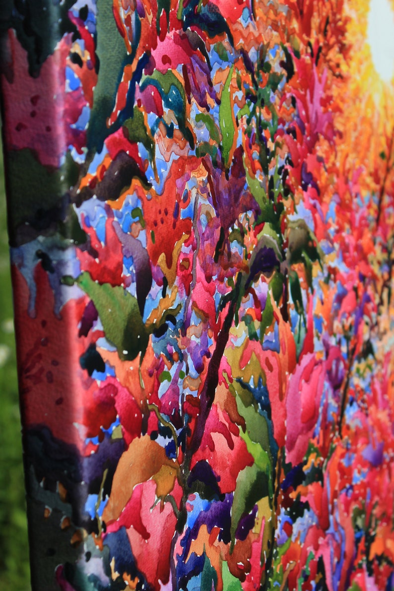 Bougainvillea Watercolor Painting Uluwatu Temple Original Etsy