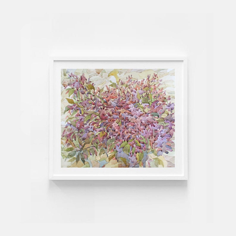 Purple Lilac Flowers Watercolor Original Painting, Lilac Bouquet Flowers in Vase Painting, Impressionist Floral Painting by Tanbelia image 1