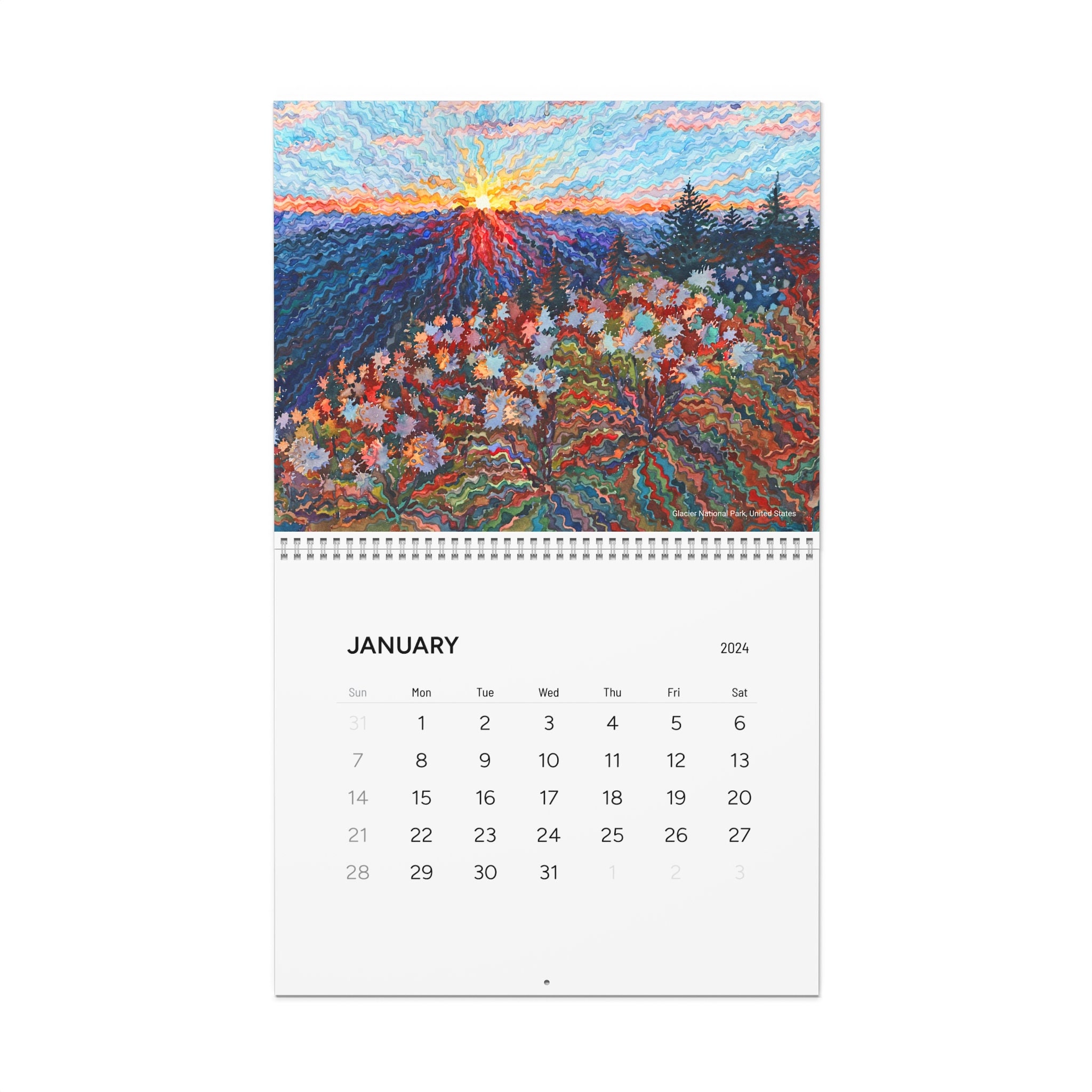 Wall Calendar 2024, Calendar With National Park Watercolor Paintings, New  Year 2024 Calendar by Tanbelia 