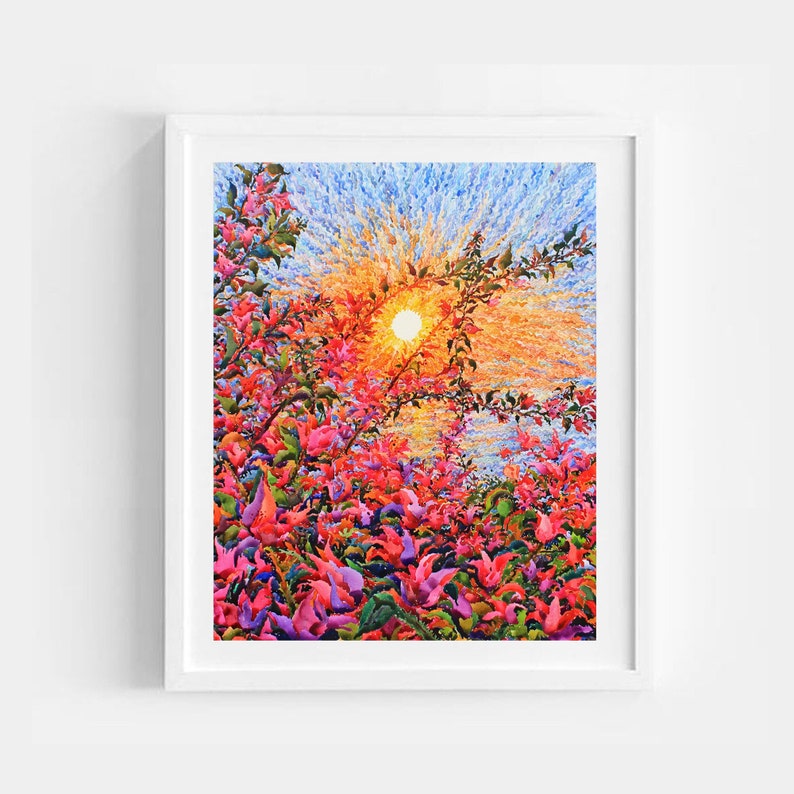 Bougainvillea Watercolor Painting, Uluwatu Temple Original Painting