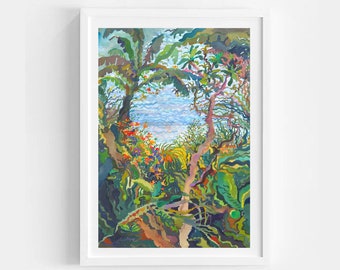 Nusa Penida Island Watercolor Artwork, Indonesia Original Painting, Nature Landscape Wall Art, Bali Botanical Art by Tanbelia