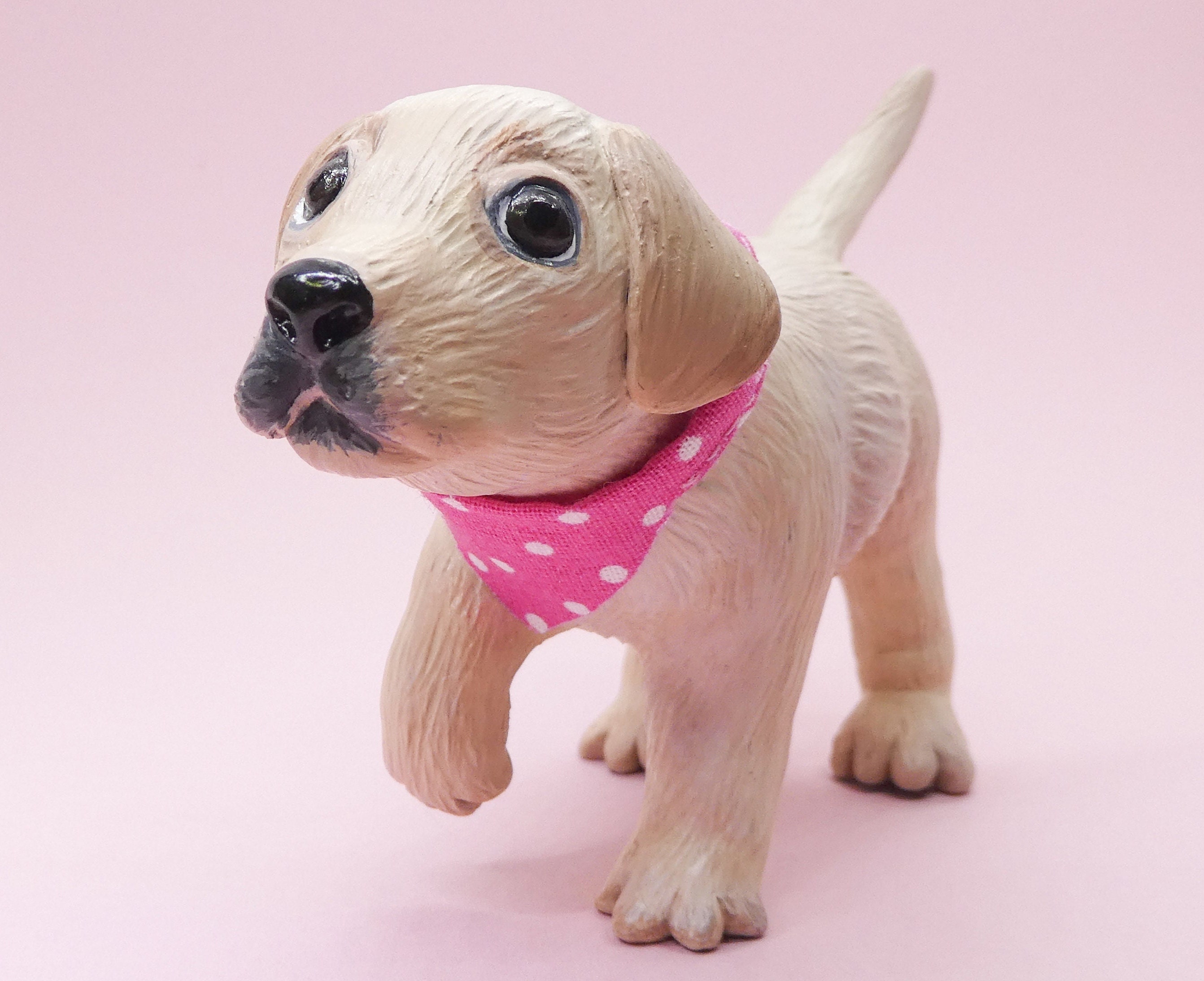 Süsser Labrador Welpe L:18cm Hund Deko Figur Tierfigur natürlich wetterfest  hell