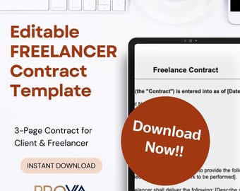 Modello di contratto freelance personalizzabile - Formato PDF e Word modificabile - Contratto cliente-freelance scaricabile
