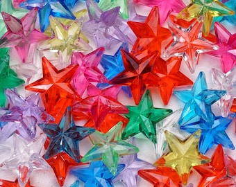 Acrylic Gems - Plastic Stars Fake Gems - 155 Pcs Fake Jewels - Assorted Color Plastic Gemstones for Kids - Table Scatters - Aquarium Jewels