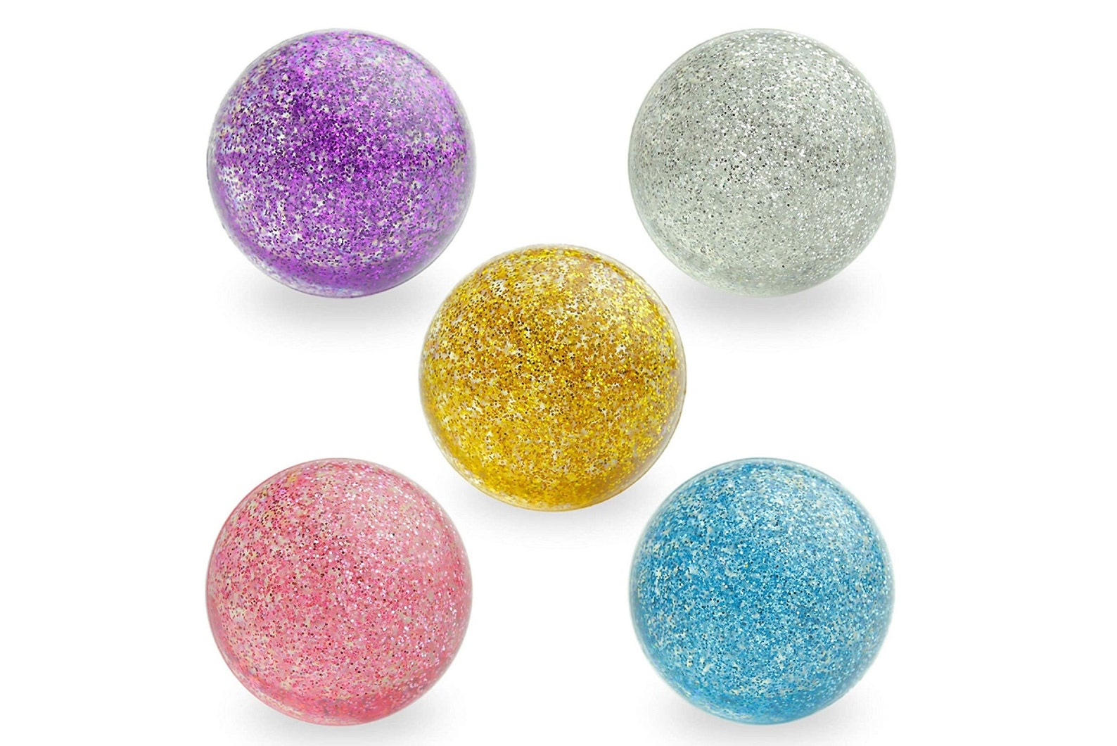 45 Mm Glitter Bounce Balls in Gift Box 5 Pcs Large Bouncy Balls Hi