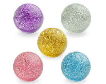 45 mm Glitter Bounce Balls in Gift Box - 5 Pcs Large Bouncy Balls - Hi Bounce Balls for Kids - Colorful Bouncing Balls for Party Favors