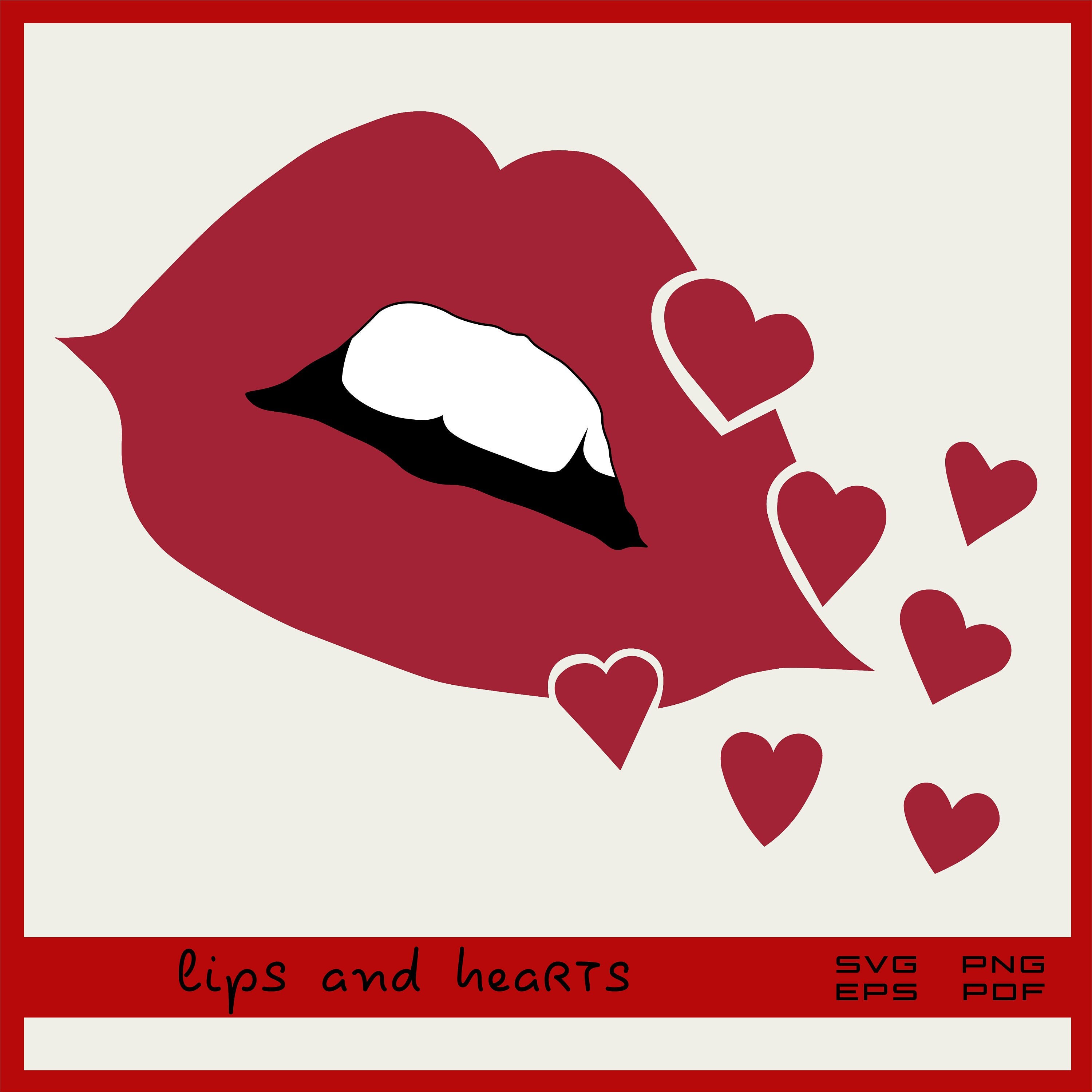 Lips and hearts svg png eps pdf Etsy