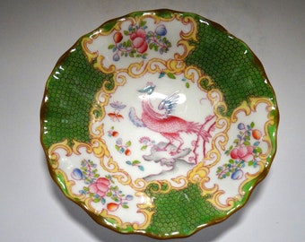 希少な 19 世紀のターコイズ地手描きミントン プレート パターン