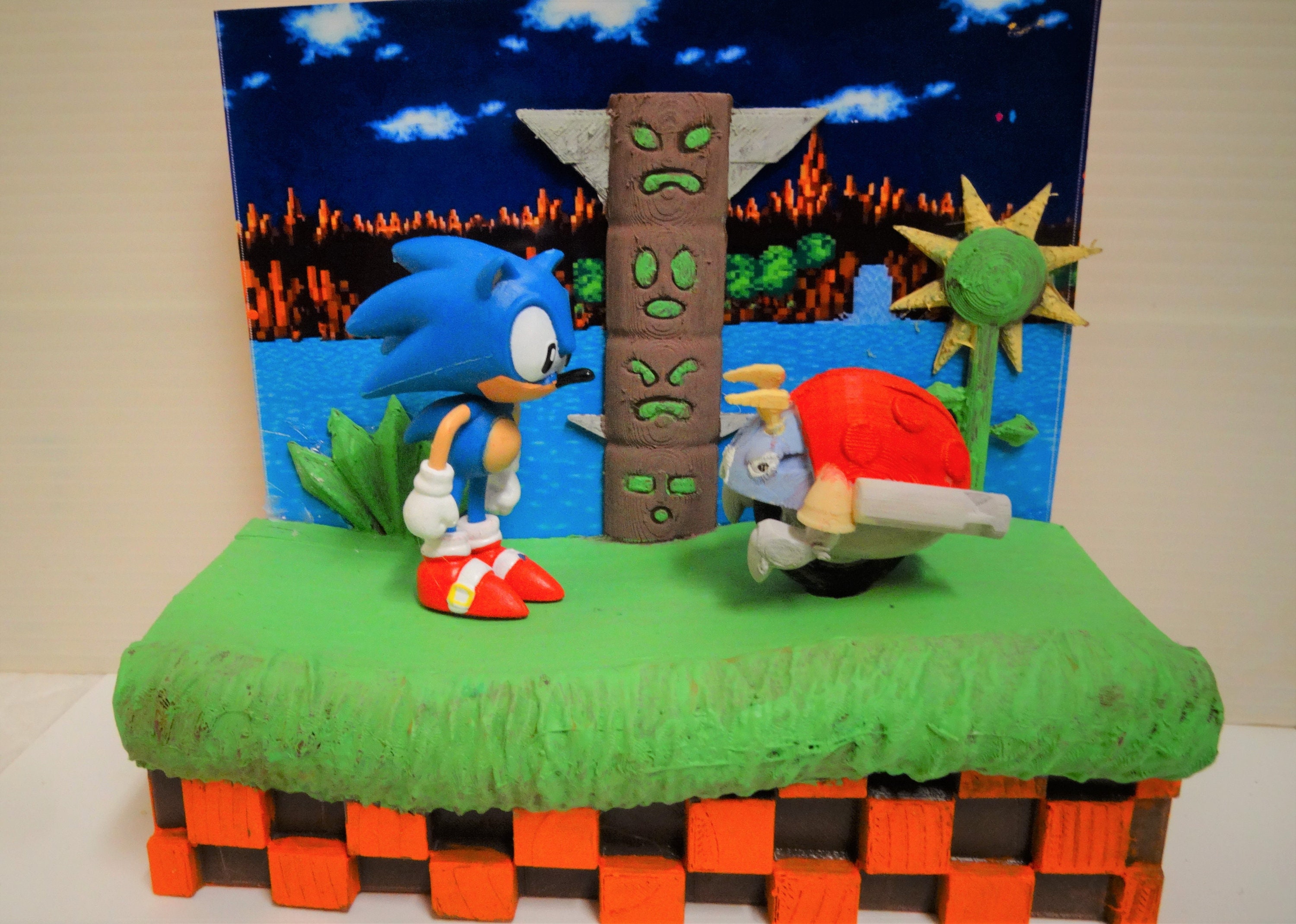 Diorama Sonic in Green Hill 3D model 3D printable