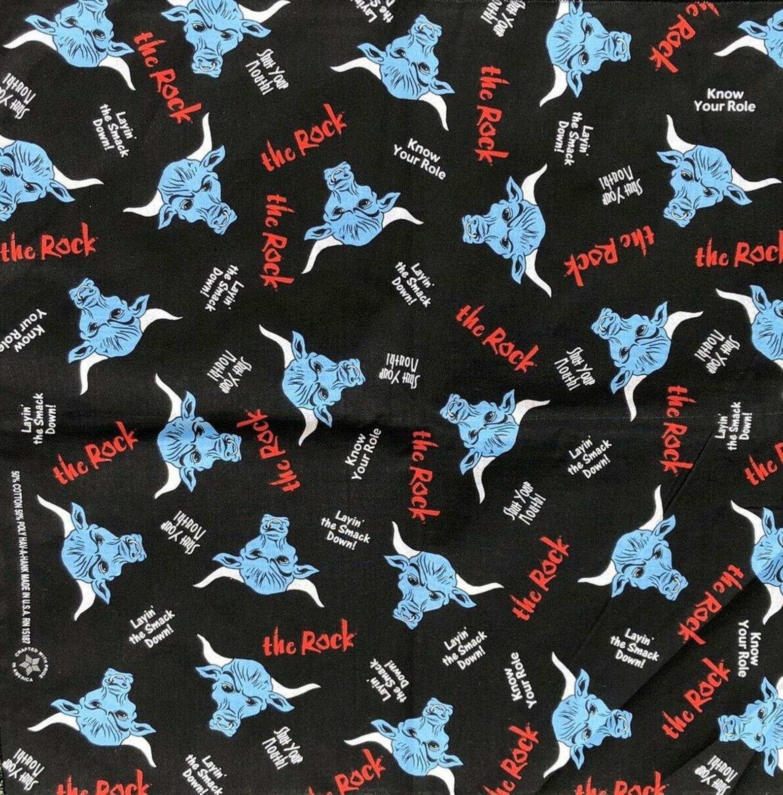 Vintage 1990 WWF The Rock Bandana Black Titan Sports USA WWE Etsy