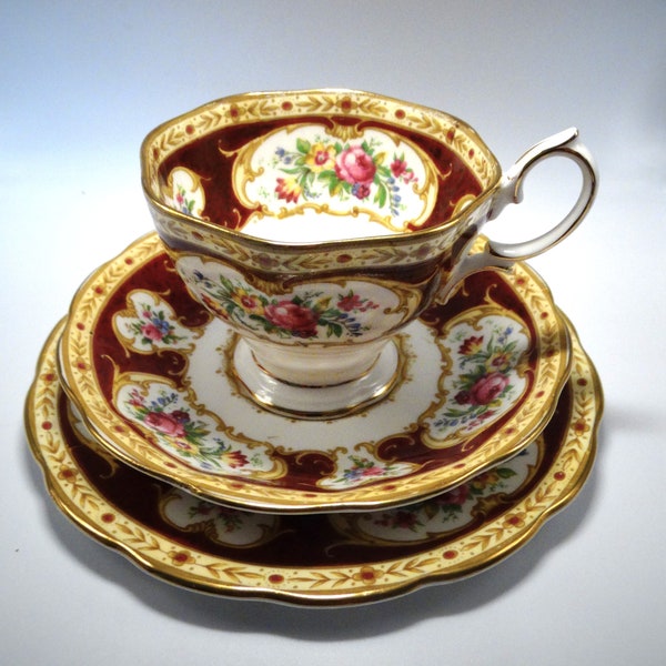 Vintage Royal Albert Lady Hamilton  Tea Cup, Saucer and Side Plate Rare