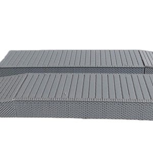 Può includere: Due rampe grigie, strutturate con un design a doghe. Le rampe sono realizzate in un materiale tessuto e sono progettate per sollevare oggetti. Le rampe sono mostrate su uno sfondo bianco.