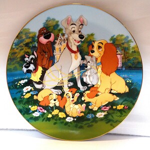 Vintage Disney Cartoon Classics Kenleys Ltd Lady and The Tramp Ceramic Plate Rare