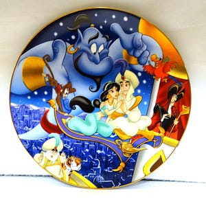 Vintage Disney Cartoon Classics Kenleys Ltd Aladdin Ceramic Plate Rare