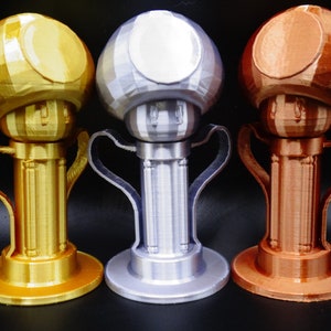 Mario Kart Mushroom Trophy Choose your colour Gold, Silver or Bronze