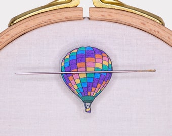 Hot Air Balloon Acrylic Needle Minder | Needle Minder Accessory | Acrylic Pin | Magnetic Minder | Cross Stitch Needle Minder