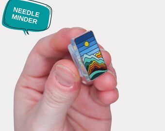 Magnetic Needle Minder | Blue Mountains Cross Stitch and Embroidery Accessory | Needle Holder Mountain Design | Sewing Accessory for Needles