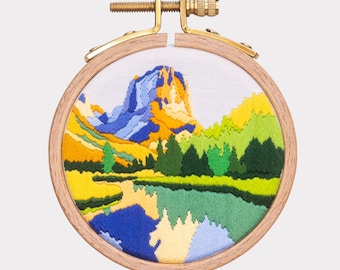 イエローストーン・モーニンググローリー刺繍パターン：山の風景（PDF