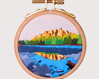 Schema di ricamo Castle Mountain: Parco nazionale di Banff (tutorial digitale PDF)