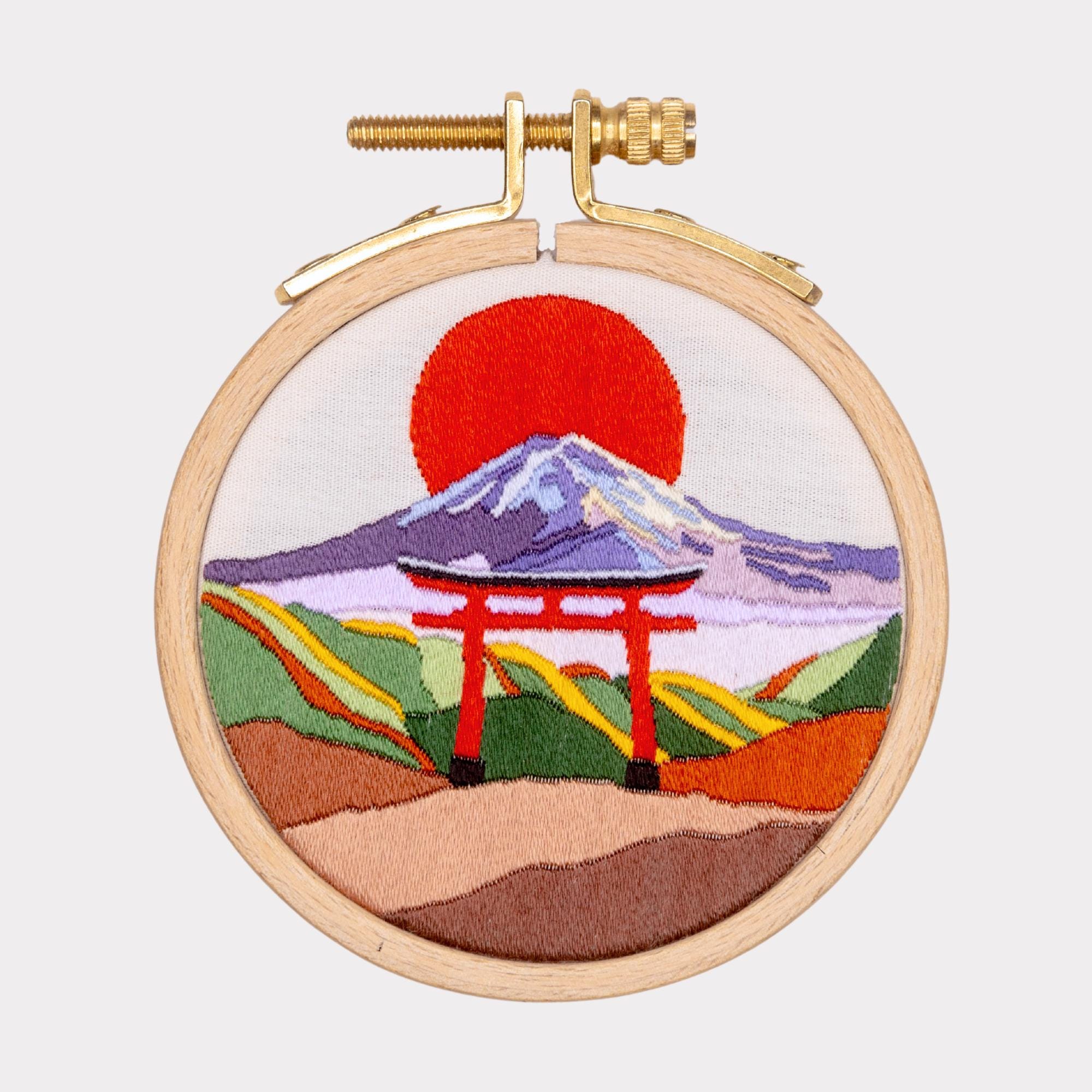 富士山の刺繍パターン：日本の風景画（PDFデジタルチュートリアル