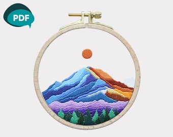 Mount Rainier Embroidery Pattern PDF Digital Tutorial Modern Hand Embroidery DIY Embroidery Hoop Art Mountain Embroidery